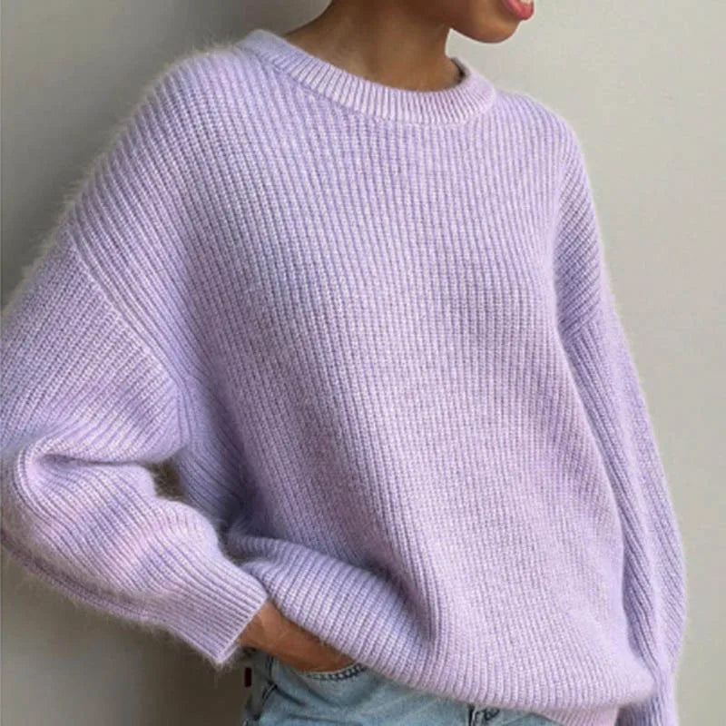 Women Faux Mink Fur Knit Sweater Ins Style Lazy Loose Soft Knit Top Ladies Casual  Warm Pullover Jumper