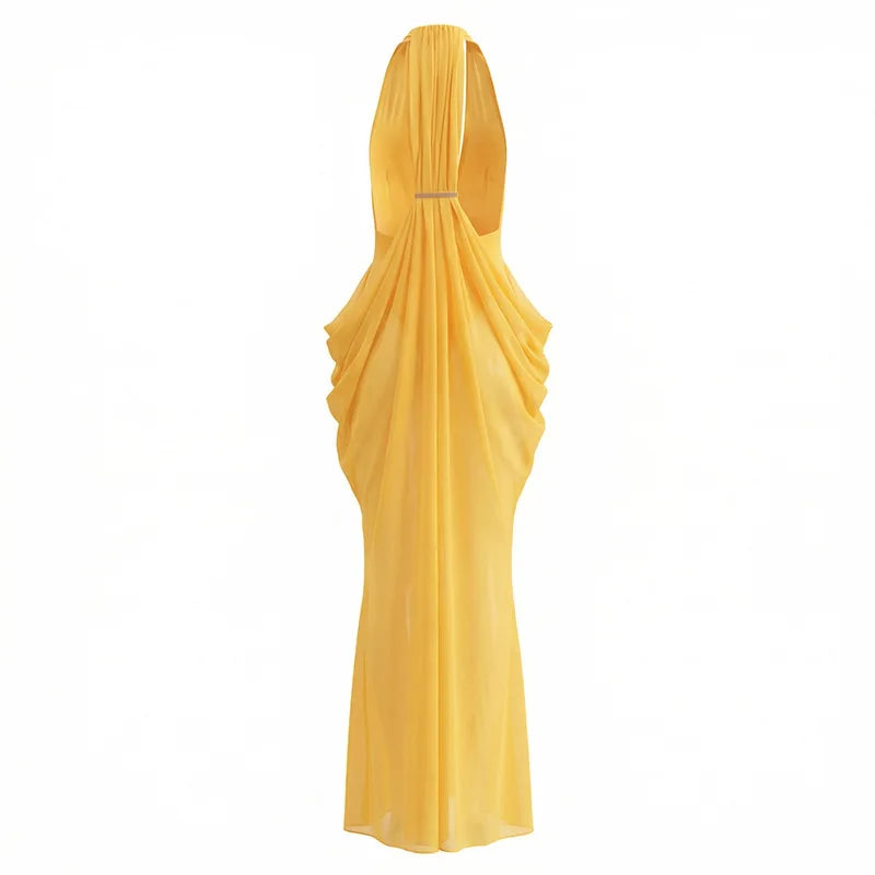 2026 Summer European American Women Sexy Halter Spliced Dress Casual Party Bodycon Dresses