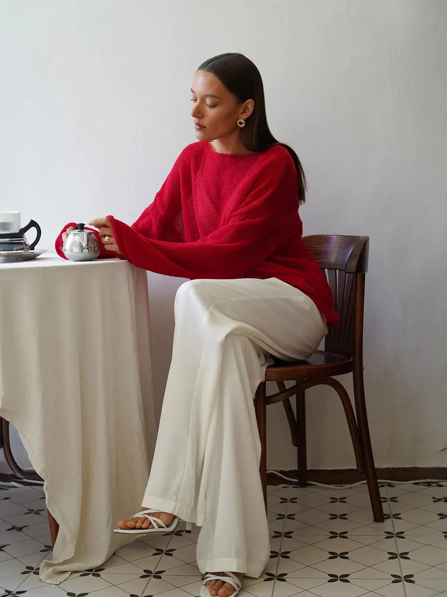 Sexy Transparent Sweater For Women 2024 Autumn Long Sleeve Top Knitted Loose Cozy Sweaters And Jumpers New In Knitwears