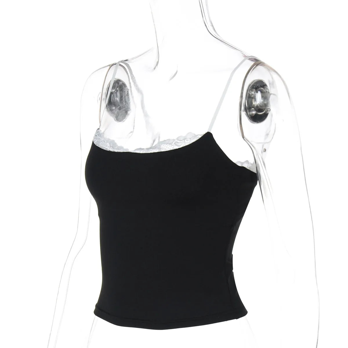 Women Y2K Sexy Color Block Splicing Off Shoulder Fake Two Piece Cami Top