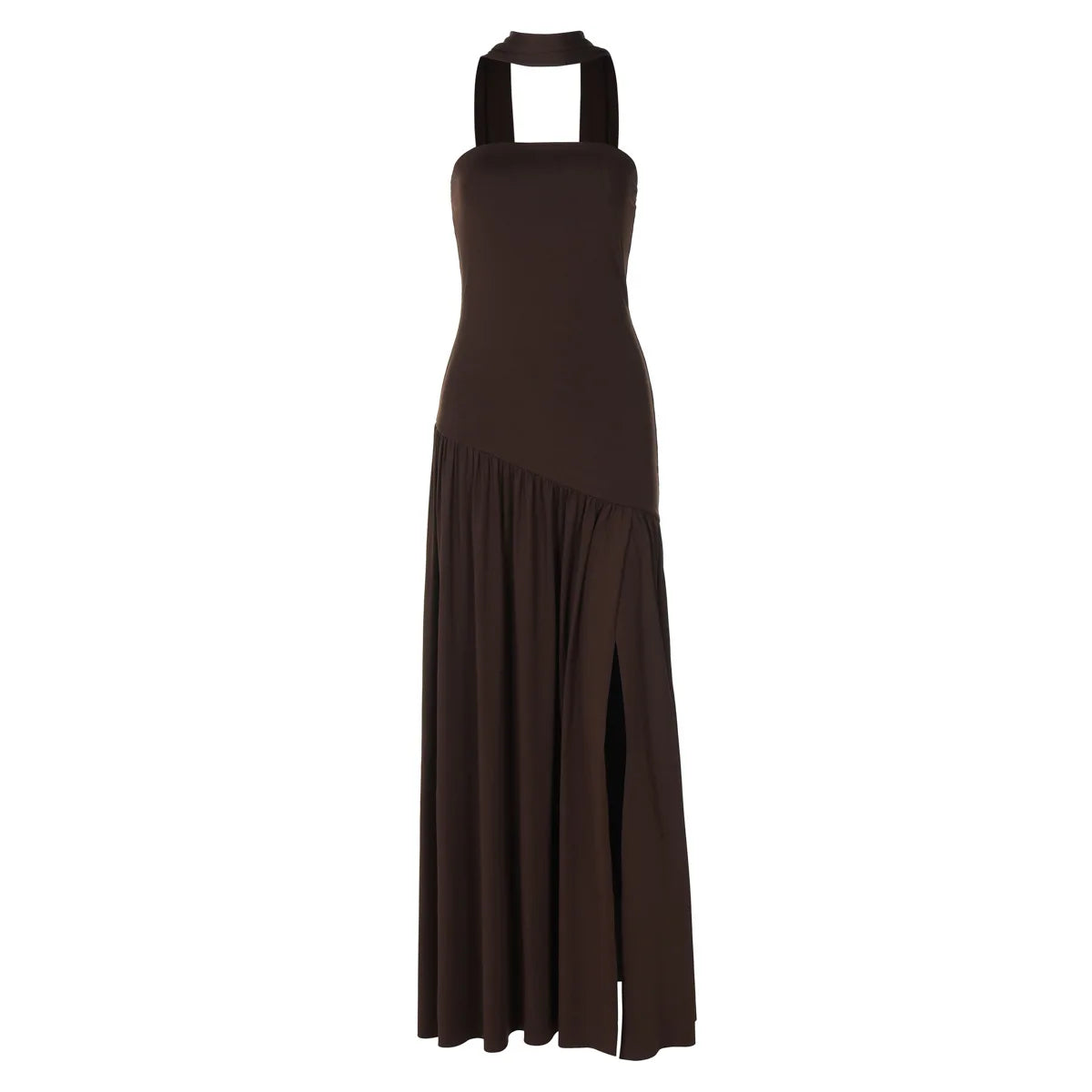 Women Solid Color Strapless Dress Slim Fit Split Backless Elegant Ribbon Midi Dress Fashion Evening Party Formal Dresses