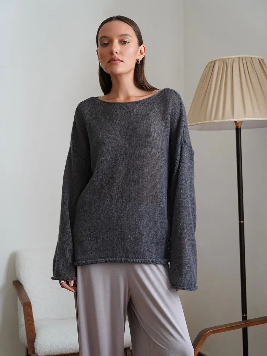 Sexy Transparent Sweater For Women 2024 Autumn Long Sleeve Top Knitted Loose Cozy Sweaters And Jumpers New In Knitwears