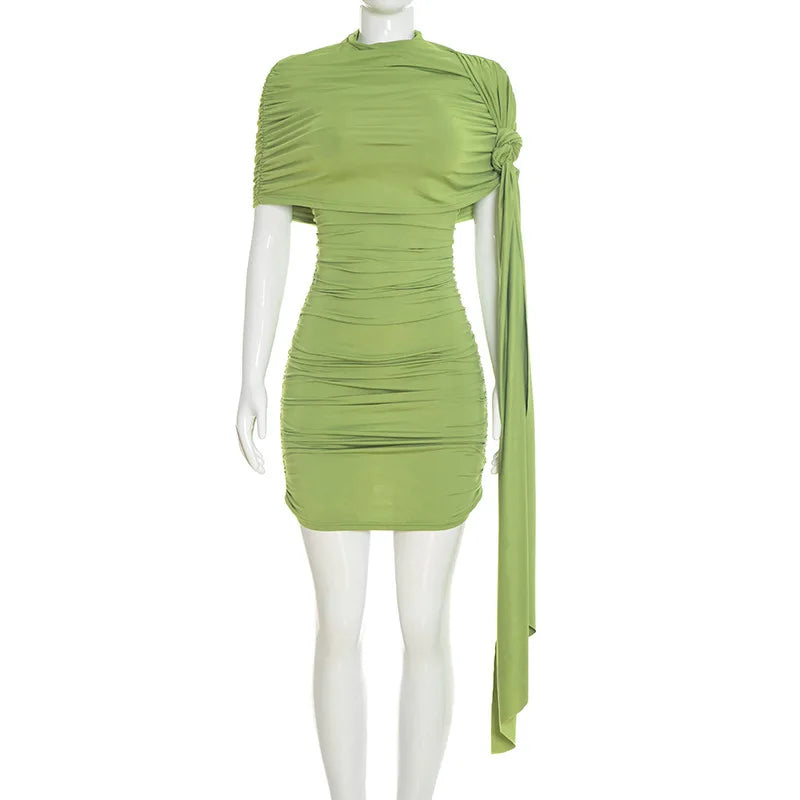 Summer Women Off Shoulder Ribbon Dress Fashion Streetwear Slim Wrap Hip Bodycon Party Dresses