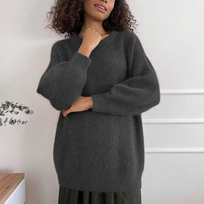 Women Faux Mink Fur Knit Sweater Ins Style Lazy Loose Soft Knit Top Ladies Casual  Warm Pullover Jumper