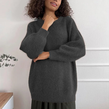 Women Faux Mink Fur Knit Sweater Ins Style Lazy Loose Soft Knit Top Ladies Casual  Warm Pullover Jumper