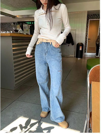 Women's Y2K Knitted Sweater Long Sleeve Slim Fit Pullover Top for Autumn Winter Versatile Bottoming Layer All Match Design