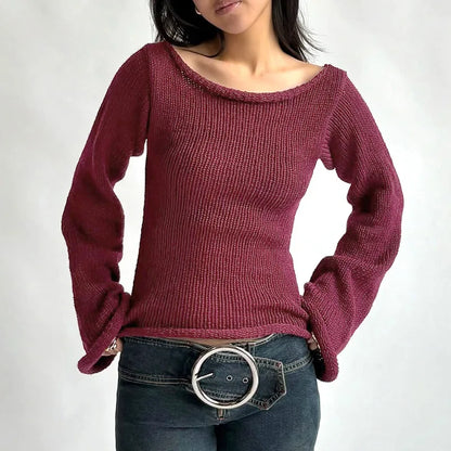 Casual Pullover Women Long Sleeve Y2K Knitted Sweater Tops Sexy Off Shoulder Club Fashion 2025 Winter Jumpers Sweater