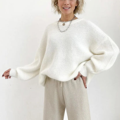 Women Faux Mink Fur Knit Sweater Ins Style Lazy Loose Soft Knit Top Ladies Casual  Warm Pullover Jumper
