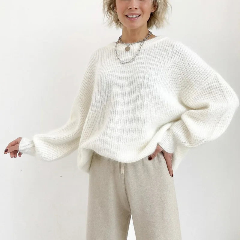 Women Faux Mink Fur Knit Sweater Ins Style Lazy Loose Soft Knit Top Ladies Casual  Warm Pullover Jumper