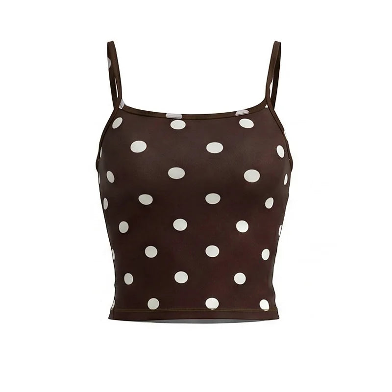 2026 Summer Women Hot Girl Polka Dot Cami Skirt Set Ruffle Split Hem Midi Skirt Two Piece Outfit Trendy Female Holiday Beach Mat