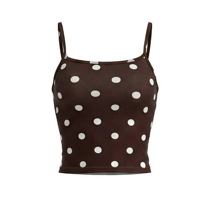 2026 Summer Women Hot Girl Polka Dot Cami Skirt Set Ruffle Split Hem Midi Skirt Two Piece Outfit Trendy Female Holiday Beach Mat