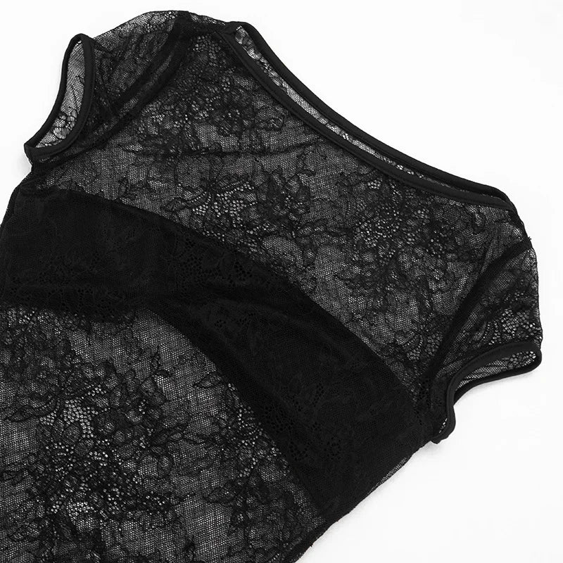 Spring Summer Women 2 Piece Dress Set Sexy Lace Patchwork Ruffle Ribbon Skirt Outfit Party Dress