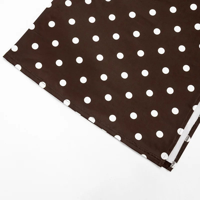 2026 Summer Women Hot Girl Polka Dot Cami Skirt Set Ruffle Split Hem Midi Skirt Two Piece Outfit Trendy Female Holiday Beach Mat