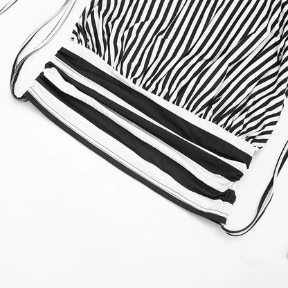 Women Summer Sexy Strapless Striped Bandage Waist Mini Dress Slim Bodycon Short Party Dresses