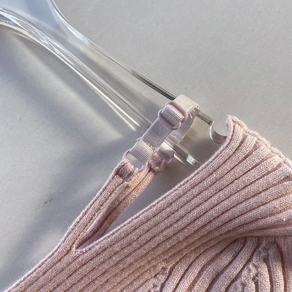 2025 Women's Suspender Pink Sweater Fake Two V-neck Pure Desire Base Knitted Sweater