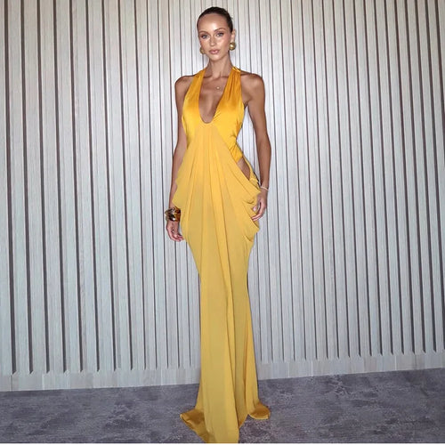 2026 Summer European American Women Sexy Halter Spliced Dress Casual Party Bodycon Dresses