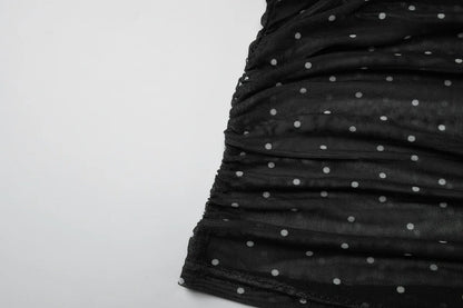 2026 Summer Women Sexy V Neck Polka Dot Mesh Spliced Camisole Slim Fit Sleeveless Tank Tops Casual Vest
