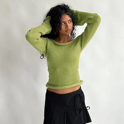 Casual Pullover Women Long Sleeve Y2K Knitted Sweater Tops Sexy Off Shoulder Club Fashion 2025 Winter Jumpers Sweater