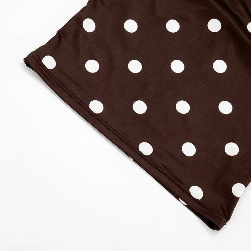 2026 Summer Women Hot Girl Polka Dot Cami Skirt Set Ruffle Split Hem Midi Skirt Two Piece Outfit Trendy Female Holiday Beach Mat