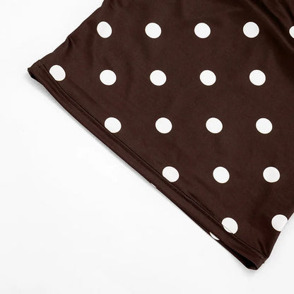 2026 Summer Women Hot Girl Polka Dot Cami Skirt Set Ruffle Split Hem Midi Skirt Two Piece Outfit Trendy Female Holiday Beach Mat