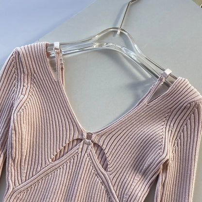 2025 Women's Suspender Pink Sweater Fake Two V-neck Pure Desire Base Knitted Sweater
