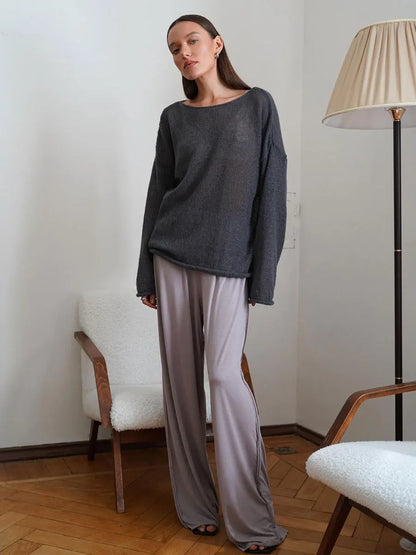 Sexy Transparent Sweater For Women 2024 Autumn Long Sleeve Top Knitted Loose Cozy Sweaters And Jumpers New In Knitwears