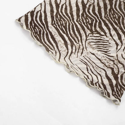 Women Summer Mesh Zebra Print V Neck Mesh Cami Tops