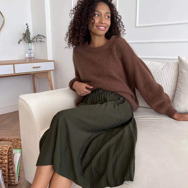 Women Faux Mink Fur Knit Sweater Ins Style Lazy Loose Soft Knit Top Ladies Casual  Warm Pullover Jumper