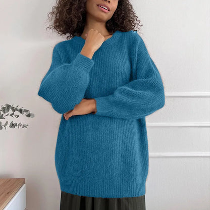 Women Faux Mink Fur Knit Sweater Ins Style Lazy Loose Soft Knit Top Ladies Casual  Warm Pullover Jumper