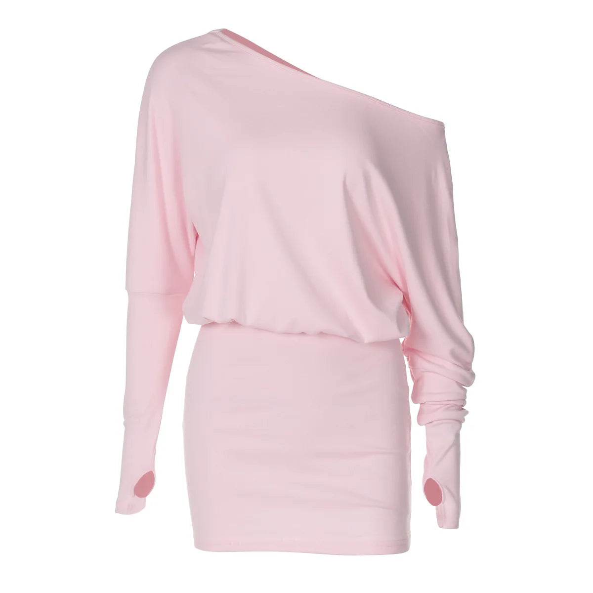 Off Shoulder Sexy Mini Dress Women Oblique Neck Long Sleeve Bodycon Dress Fall Winter Sexy Short Party Club Dresses
