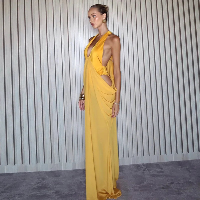 2026 Summer European American Women Sexy Halter Spliced Dress Casual Party Bodycon Dresses