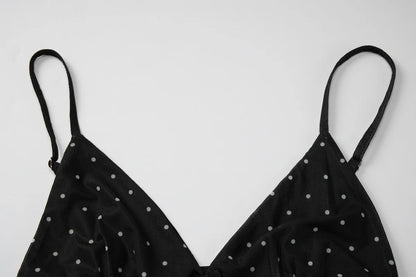 2026 Summer Women Sexy V Neck Polka Dot Mesh Spliced Camisole Slim Fit Sleeveless Tank Tops Casual Vest