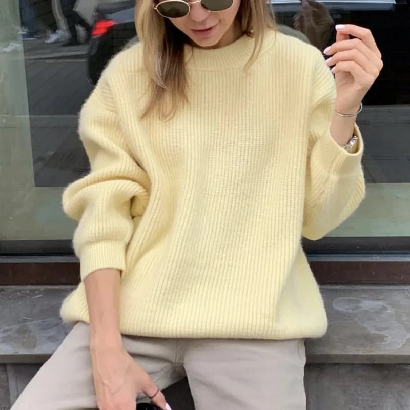Women Faux Mink Fur Knit Sweater Ins Style Lazy Loose Soft Knit Top Ladies Casual  Warm Pullover Jumper