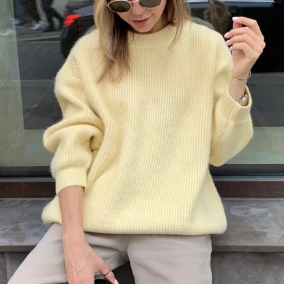 Women Faux Mink Fur Knit Sweater Ins Style Lazy Loose Soft Knit Top Ladies Casual  Warm Pullover Jumper