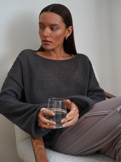 Sexy Transparent Sweater For Women 2024 Autumn Long Sleeve Top Knitted Loose Cozy Sweaters And Jumpers New In Knitwears