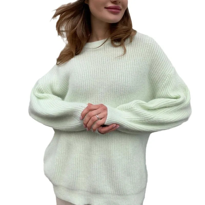 Women Faux Mink Fur Knit Sweater Ins Style Lazy Loose Soft Knit Top Ladies Casual  Warm Pullover Jumper