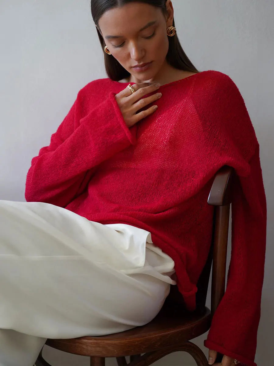 Sexy Transparent Sweater For Women 2024 Autumn Long Sleeve Top Knitted Loose Cozy Sweaters And Jumpers New In Knitwears