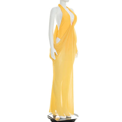 2026 Summer European American Women Sexy Halter Spliced Dress Casual Party Bodycon Dresses