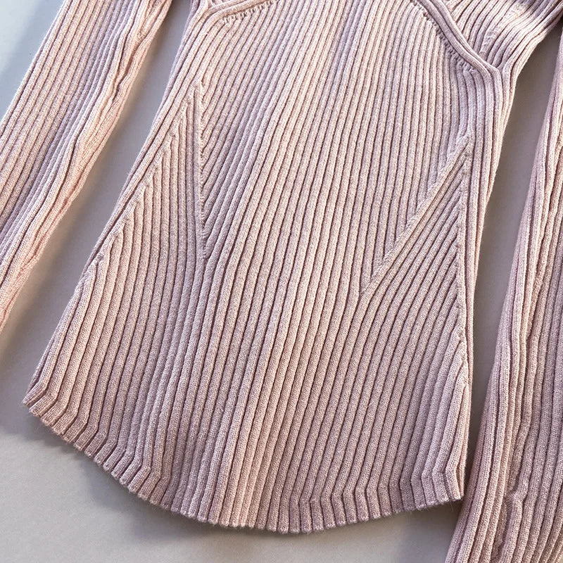 2025 Women's Suspender Pink Sweater Fake Two V-neck Pure Desire Base Knitted Sweater