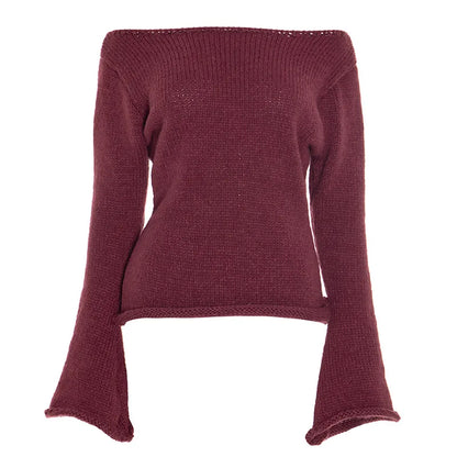 Casual Pullover Women Long Sleeve Y2K Knitted Sweater Tops Sexy Off Shoulder Club Fashion 2025 Winter Jumpers Sweater