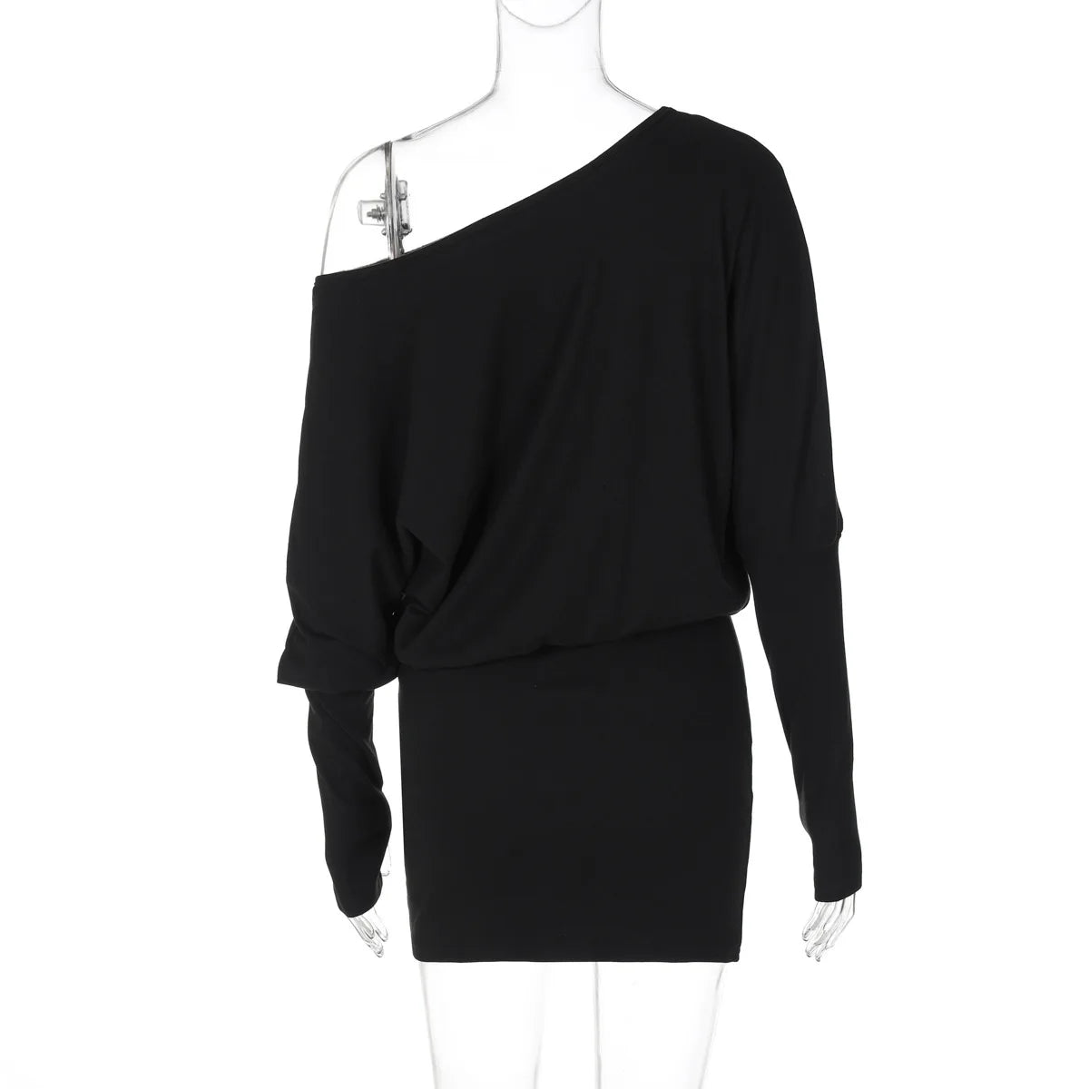 Off Shoulder Sexy Mini Dress Women Oblique Neck Long Sleeve Bodycon Dress Fall Winter Sexy Short Party Club Dresses