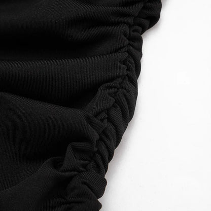 2026 Spring Summer Women Long Sleeve T-Shirt Draped Collar Pleated Shawl Slim Fit Stretch Tops Elegant Casual Daily Wear Top