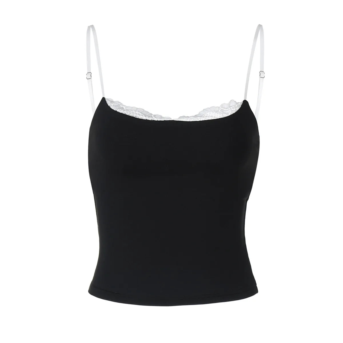 Women Y2K Sexy Color Block Splicing Off Shoulder Fake Two Piece Cami Top