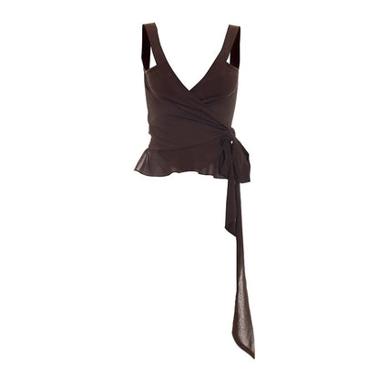 Summer Women 2 Piece Dress Set Lace Trim Camisole Backless Bandage Mini Dress Casual Party Sundress