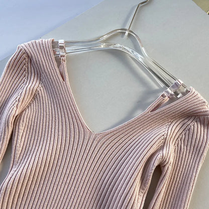 2025 Women's Suspender Pink Sweater Fake Two V-neck Pure Desire Base Knitted Sweater