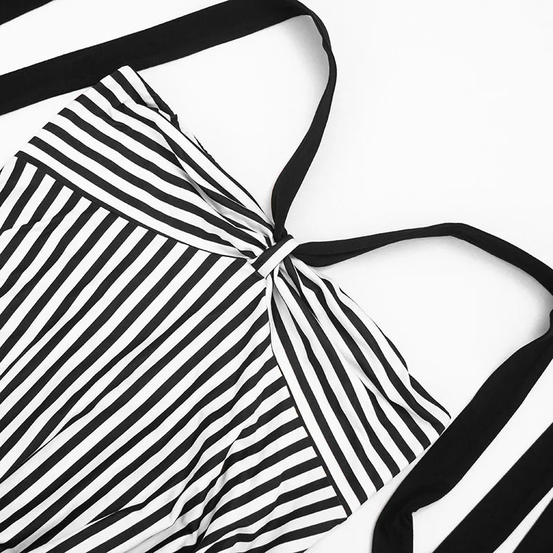Women Summer Sexy Strapless Striped Bandage Waist Mini Dress Slim Bodycon Short Party Dresses