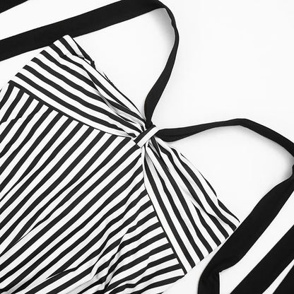 Women Summer Sexy Strapless Striped Bandage Waist Mini Dress Slim Bodycon Short Party Dresses