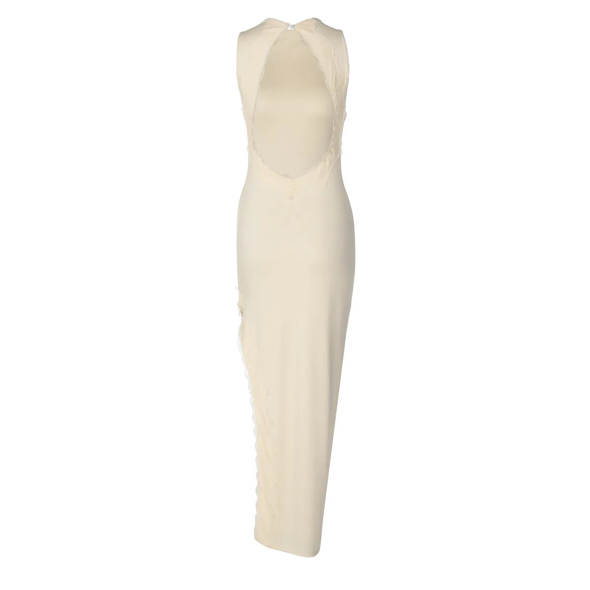 2026 Summer Women Lace Trim Split Dress Sexy Backless Sleeveless Long Dress Party Maxi Dress