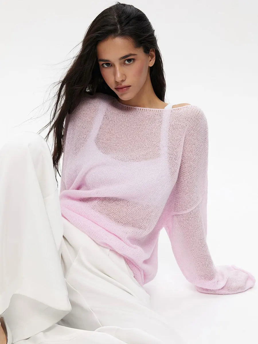 Sexy Transparent Sweater For Women 2024 Autumn Long Sleeve Top Knitted Loose Cozy Sweaters And Jumpers New In Knitwears