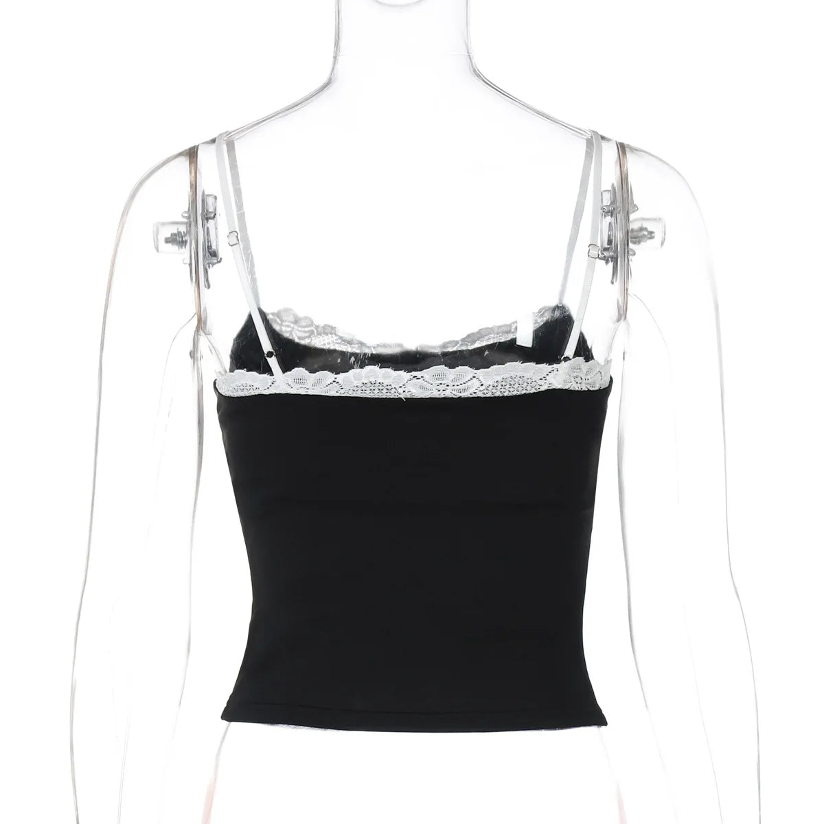 Women Y2K Sexy Color Block Splicing Off Shoulder Fake Two Piece Cami Top